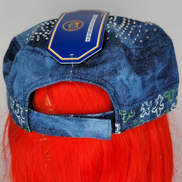 `H25703 NWT Professional Style Splash Denim Rhinestone Fleur De Lis Cadet Caps - Picture 3 of 5